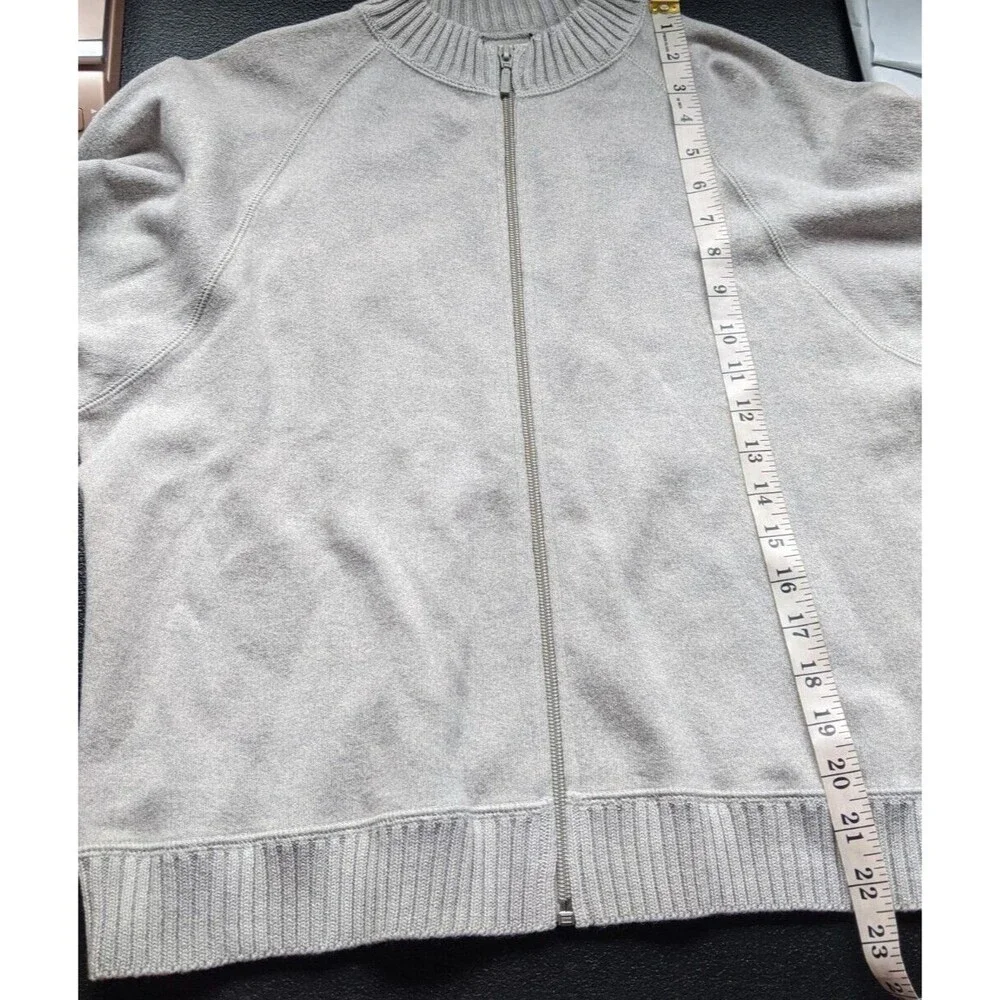 Vintage Eddie Bauer Women's Sweater Gray Full Zip 100% Cotton Made In USA Large
